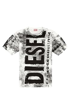 DIESEL Tシャツ ディーゼル DIESEL ディーゼル ユニセックス 両面ウォータープリント クルー